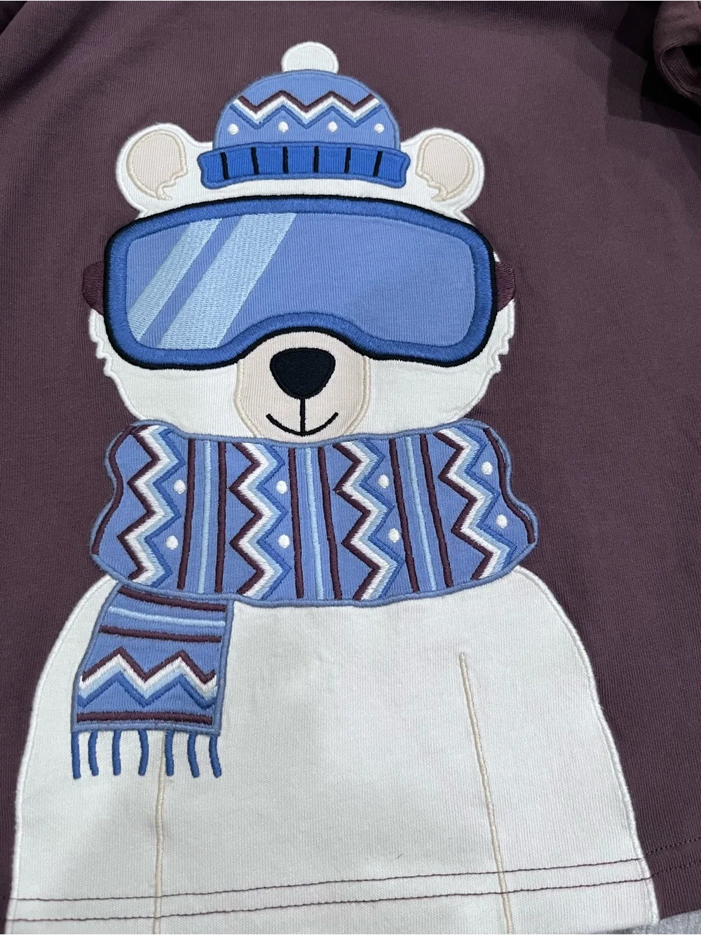 Gymboree Brown and Cream Polar Bear Ski Graphic Long-Sleeve Tee